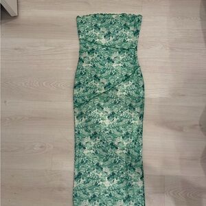 Showpo Strapless Dress in Green Floral